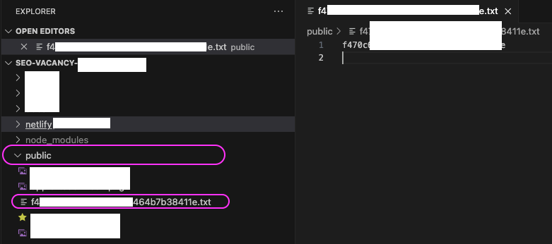 Screenshot showing how to save the key file in the public folder